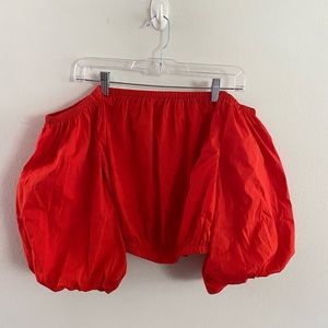 Forever 21 Red Off shoulder puff sleeve crop top